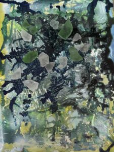 Blues and Greens with Beach Glass, artwork by Laurie Hollman, 2026